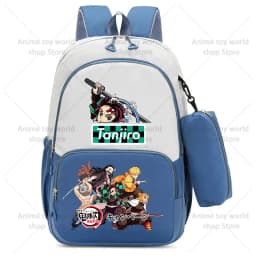 2pcs Demon Slayers Backpack Pencil Case for Boy Girl Kamado Tanjirou Teenager BookBags Rucksack Travel Backpack Mochila Escolar