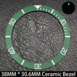 Sloping 38mm * 30.6mm Ceramic/Aluminum Blue Luminous Bezel GMT and Diving Watch Insert Fit for 40mm Watch Case Replacement Watch