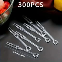 100/300pcs Elegant Heart-Shaped Disposable Forks for Party BBQ Sticks Picks Skewer Set Household Plastic Food Cake Fruit Fork