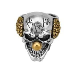 Retro Gothic Men Ladys Rings Clown Playing Cards Hip Hop Rock Ring Titanium Steel Alloy Ancient SilverColor Hip Hop Rock Jewelry
