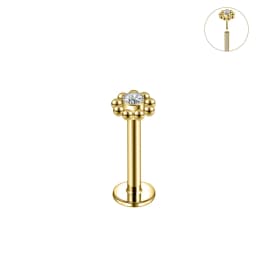 ZS 1PC 16G Rose Gold Plated Helix Piercing Earring Zircon Lip Stud Star Moon Labret Piercing Jewelry Crystal Lip Body Jewelry