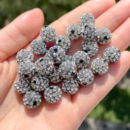 10pcs 6/8/10mm Czech Crystal Rhinestones Pave Disco Ball Clay Beads Round Spacer Beads Charms for DIY Jewelry Making Bracelet
