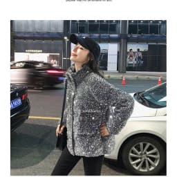 Sequined White Duck Down Short Down Jacket Women Thicken Parkas 2025 New Fashion Down Jacket Women Korean Loose Parka Coat