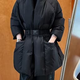 Design sense down cotton clothes women's medium and long winter new Korean version lace-up waist thin jacket to keep warm Parkas