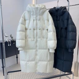 Schinteon Women White Duck Down Long Jacket Casual Loose Over Size Autumn Winter Outwear with Hood Korean Style Thick Coat 2026