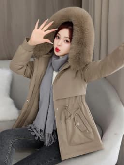 Women's Short Thickened Fleece Lined Cotton Jacket Coat Zipper Sleeve Long Sleeve Hooded Commute Style Korean Version Winter ...