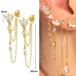 925 Sterling Silver Ear Needle Crystal Zircon Tassel Pendant Hoop Earrings Retro Small Fragrance Style High Jewelry Women Gifts