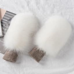 2026 New Style Winter Warm Genuine Fox Fur Covered Gloves Women Fashion Real Fox Fur Glove Outdoor Russia Thick Glove Women Warm