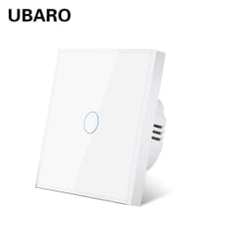 UBARO EU/UK Standard Crystal Tempered Glass Wall Panel Light Touch Switch Led Indicator Sensor Electrical Button 1/2/3Gang 220V