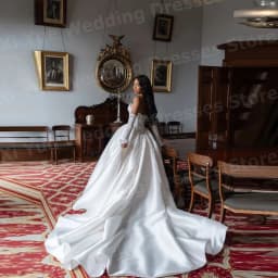 Elegant A Line Women's Lace Applique Wedding Dresses Vestido De Novia Long Sleeve Backless Bride Gowns Customized Robe De Mariée