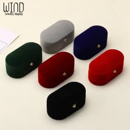 Wedding Ring Packaging Box Ear Studs Holder Velvet Engagement Couple Ring Box Valentine Gift Double Rings Storage Display Case