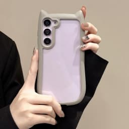 Cute Cat Ear Transparent Case For Samsung Galaxy S26 Ultra S26 S25 S24 S23 Plus S26 EDGE Soft Border Shockproof Cover S26