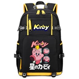 Kirby Cartoon Print Student Backpack Large Capacity Travel School Bag for Kids Teens