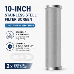 10 Inch 304/316 Stainless Steel Filter Screen Washable High Temp Resistant Universal Pre Filter Home Water Purifier