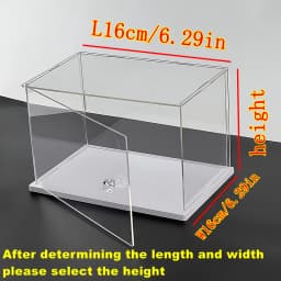 1pc Clear Acrylic Display Case,Display Box Stand with White Base,with Door, Dustproof Protection Showcase for Collectibles