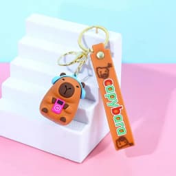 Capybara Keychain PVC Soft Key Accessories Cute Party Gifts for Christmas for Boys and Girls Key Buckles Metal