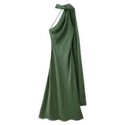 Elegant Long Silk Satin Dress Neck Hanging Pure Color Slim Fit Women's Summer New Fashion Dress City Commuting Casual Wedding