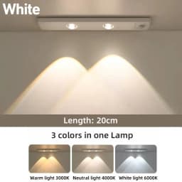 20-50cm LED Under Cabinet Lights Motion Sensor Night Light Ultra Thin Dimmable 3Color USB Rechargeable for Wardrobe Indoor