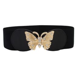 Big Size Black Stretch Corset Waistband Belt Cummerbands Rhinestone Metal Buckle
