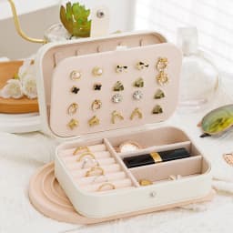 1pc Simple Portable Travel Jewelry Storage Box For Bracelets Earrings, Rings And Studs