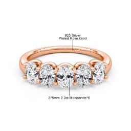 Oval 14K Yellow Gold Engagement Ring GRA Certified Moissanite Row Band 5 Stone 1.5ctw 100% Authentic for Women Wedding Jewelry