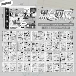 20sheets Kawaii Ins M5 Creative Typeface Die cut Stickers Book for DIY Diary Scrapbook Handmade Aesthetic Stickers