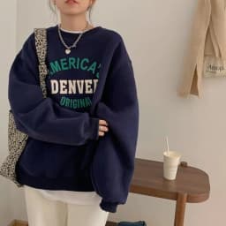 Trendy round Neck Sweatshirt 2025 New Spring Autumn Thin No Hat Printed Loose Women's Fashion Top Polyester Fiber Long Sleeve
