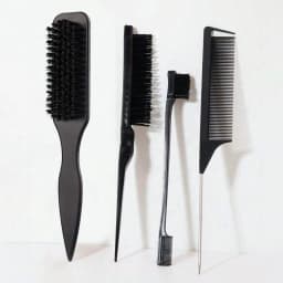 4pcs Bristle Slick Back Hair Brush for Sleek Ponytail Bun & Smoothing Hairs, Flyaways, Edge Control - Backcombing & Teasing