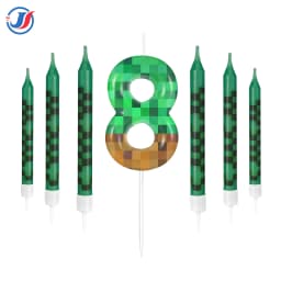 7Pcs Retro Pixel Birthday Cake Candles Topper for Pixel Theme Party Anniversary Party Video Game Party Supplies for Boys Girls