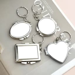 Mini Keychain Mirror Folding Pocket Double Makeup Mirror Heart-Shaped Round Cosmetic Mirror Small Portable for Travel