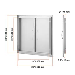 SucceBuy BBQ Access Door Double Outdoor Kitchen Stainless Steel Flush Mount Door for BBQ Island Grilling Station Outside Cabinet