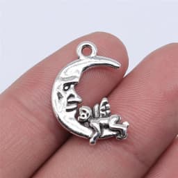 10pcs Moon Charms For Jewelry Making Antique Bronze Silver Color Pendants Making DIY Handmade Tibetan Finding Jewelry