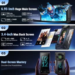 【2025 New】Ulefone Armor 33 Pro 5G Rugged Phone 25500 mAh 512GB ROM 120Hz Dual Screen NFC Android Smartphone MTK Dimensity 7300