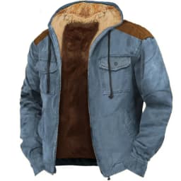 Men's Winter Fleece Hoodies Solid Patchwork Fashion Hooded Windbreaker Jacket Male Loose Work Wear Clothes Sweatshirt Outwear