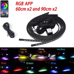 RGB Flexible Car Underglow Light Strip 12V LED Underbody Ambient Light With App Control Neon Auto Decorative Atmosphere Lamps