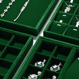 Emerald Green Velvet Jewelry Display Storage Trays Set Multi-grid Organizers for Display Rings Necklaces Earrings Jeweler Retail