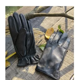 Men's Sheepskin Driving Gloves Solid Color Plus Velvet Touch Screen Fashion Ripple Riding Motorcycle Gloves