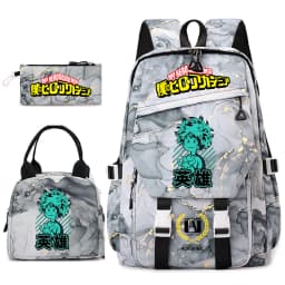 My Hero Academia Anime Print School Backpack Set for Girls Casual Lightweight Student Bookbag with Lunch Bag Pencil Case