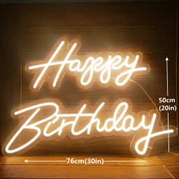 Large Size 'Happy Birthday' Customizable LED Light Neon Sign with Clear Acrylic Backer Dimmable Flexible Party Decor