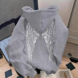 Women Oversized Hoodie Angel Wings Print Pullover Long Sleeve Loose Fit Streetwear Casual Sweatshirt