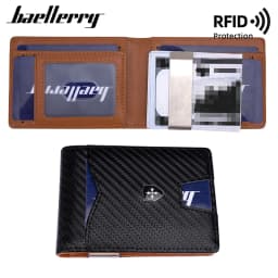 New RFID Name Engraving Simple Short Men Card Wallets Carbon Fiber Card Holder Slim Male Wallet Photo Holder Men Card Clips
