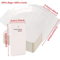 50Pcs Kraft Paper Card with 50Pcs Self-Adhesive Bags Blank Cardboard Holder Tags For Long Drop Earring Jewelry Display Packaging