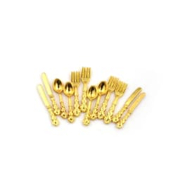 1:12 Dollhouse Miniatures Mini Kitchen Tableware Wooden Knife And Fork Metal Pot Set Doll House Toys Decor Accessories