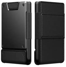 Luxury Leather Wallet Men Wallet RFID Blocking Card Holder with Opening and Closing Pull-Out Type Wallet for Men Metal Wallet