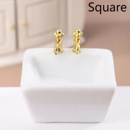 Dollhouse Bathroom Sink 1:12 Miniature Ceramic Wash Basin Bathroom Sink Model Simulation Accessory for Dollhouse White