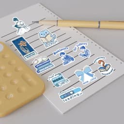 50PCS Blue Bookish Sticker Computer Graffiti DIY Case Desktop Phone Creative Art Picture Community DIY Decoration Stickers 