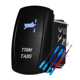 12V 24V Boat Trim Tabs Switch (ON)-OFF-(ON) Momentary Rocker Switch Waterproof Blue Light ON-OFF Toggle Switch With Harness