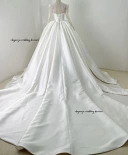 Customized Elegant Wedding Dress V-Neck Lace Satin Long-Sleeved Women's Wedding Dress Vestido De Novia 2025