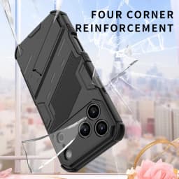 New Solid Armor Cyber Shockproof Phone Case For iPhone 17 Pro Max 17 AIR With Stand Holder Cover Protective Shell