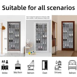 12/24 Grid Over The Door Shoe Rack with Large Mesh Pockets Hanging Shoe Organizer for Closet Hanging Shoe Rack Holder Hanger